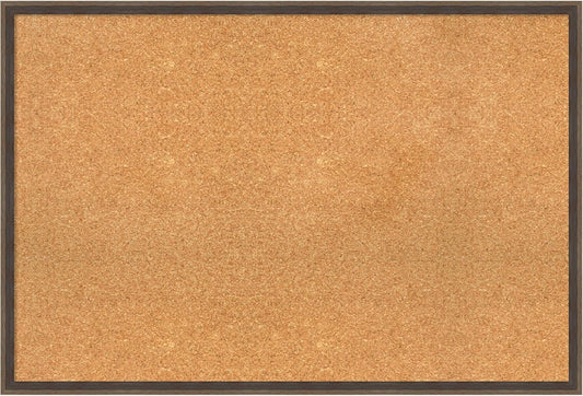 Amanti Art Natural Cork Board for Wall, 25x37 Vision Board with Brown Wood Frame, Large Corkboard Office Decor for Home Organization, Modern Contemporary Corkboard Pinboard to display items for home