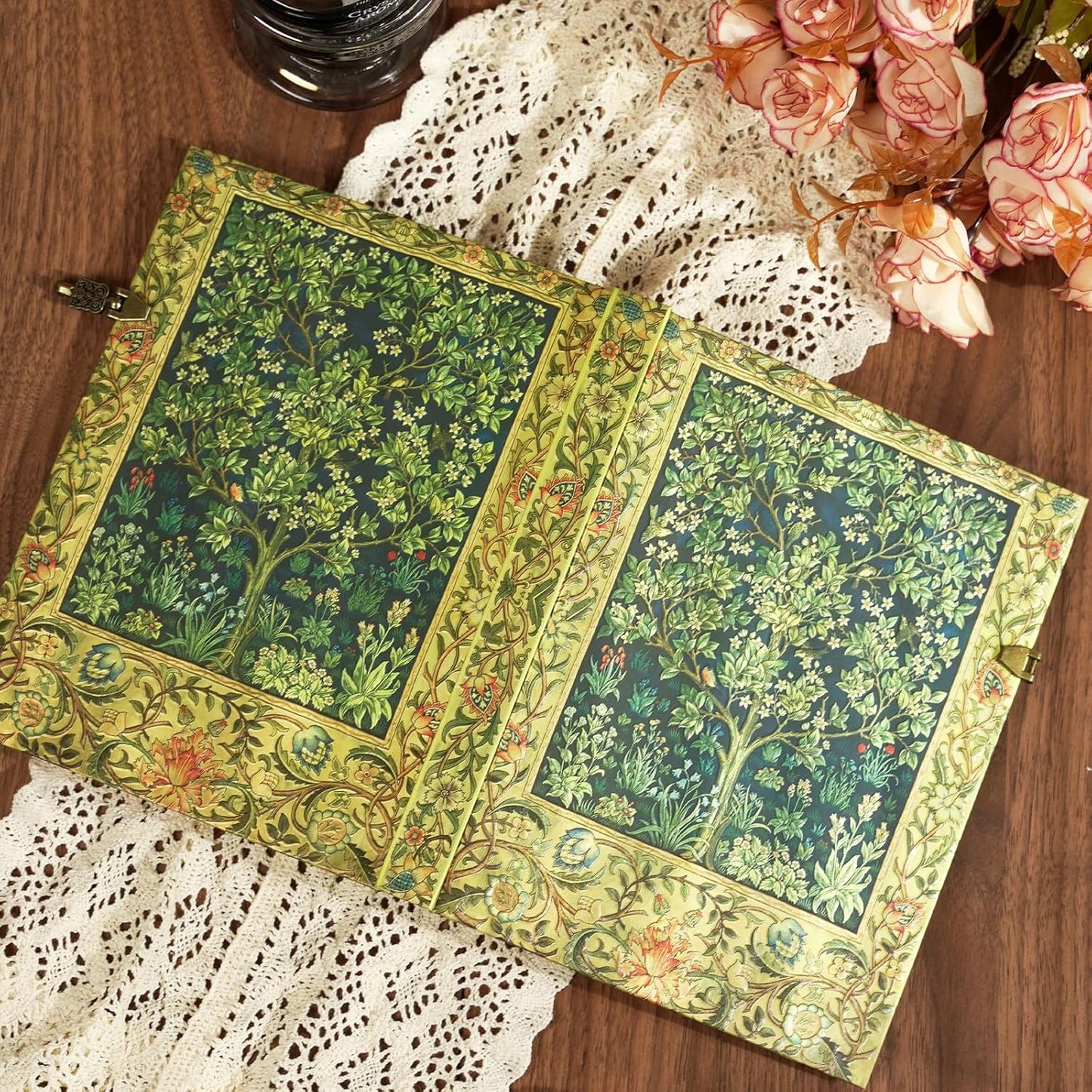 Retro 3D Happiness Tree Hot Stamp Hardcover Journal - 192 Blank Lined Pages/Envelope Pocket - Luxury Travel Diary & Commemorative Keepsake for Cherished Moments