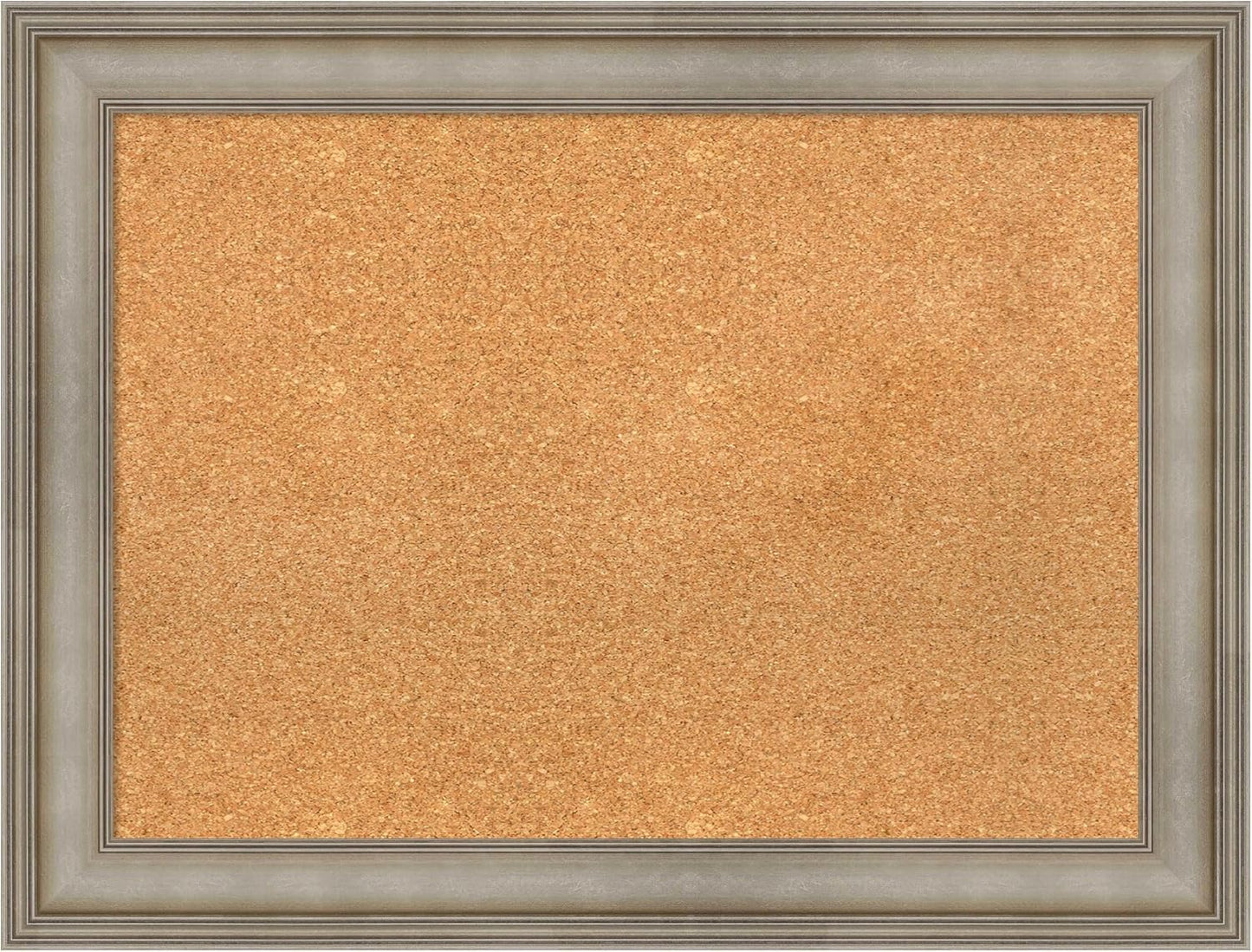 Amanti Art Natural Cork Board for Wall, 25x33 Vision Board with Silver Wood Frame, Medium Corkboard Office Decor for Home Organization, Traditional Corkboard Pinboard to display items for home