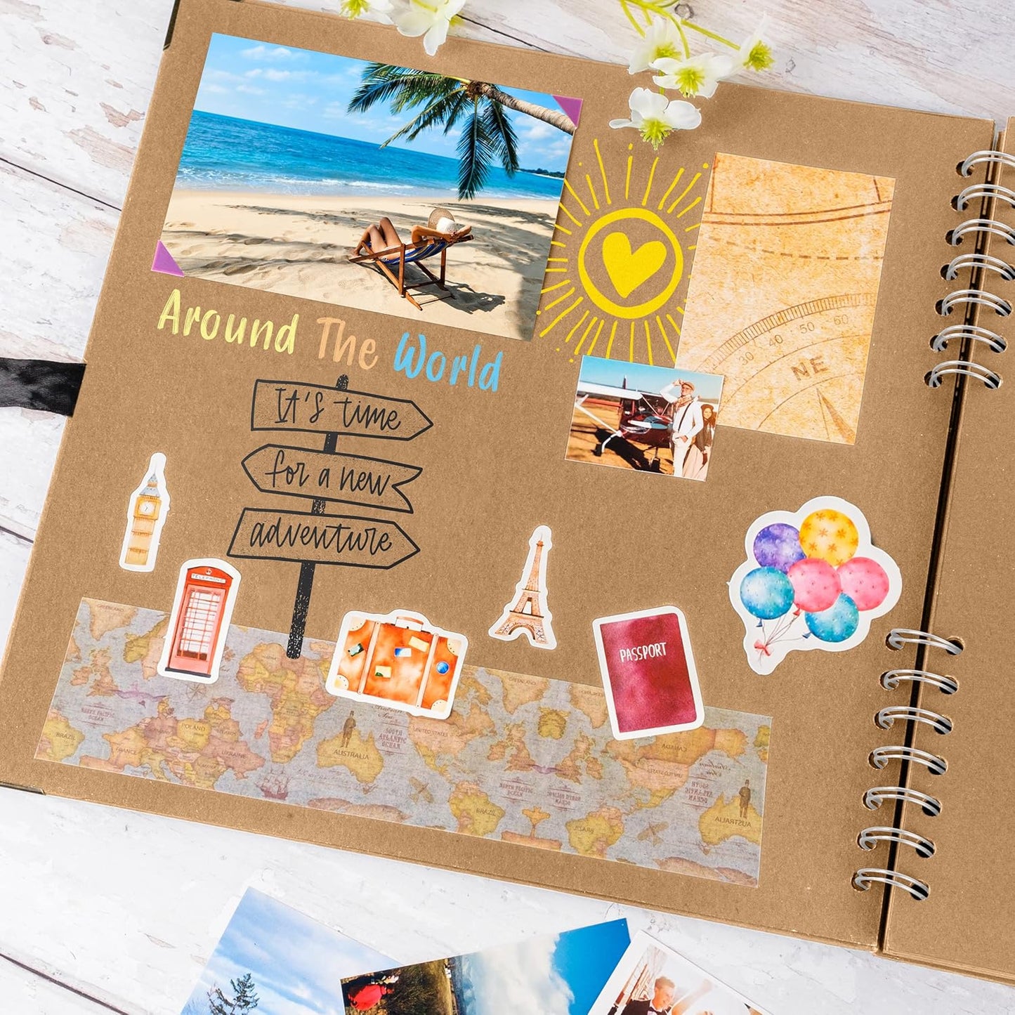 Bstorify Large Scrapbook, 11 x 11 inch, 40 Sheets (80 Pages) Brown Thick 200 GSM Kraft Paper, Memory Book, Ribbon Closure - Ideal for Your Scrapbooking, Art & Craft Projects