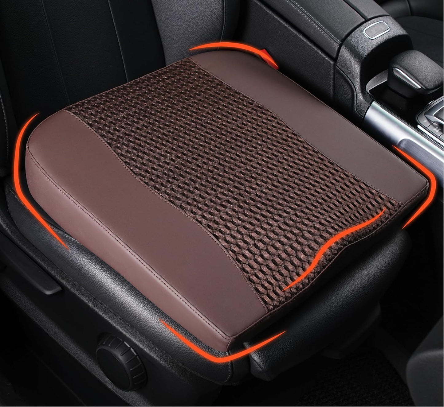 Car Seat Cushion, Comfort Memory Foam Car Cushions for Driving - Sciatica & Lower Back Pain Relief, Driver Seat Pillow for Auto, Office Chair, Wheelchair - 4D Mesh Brown