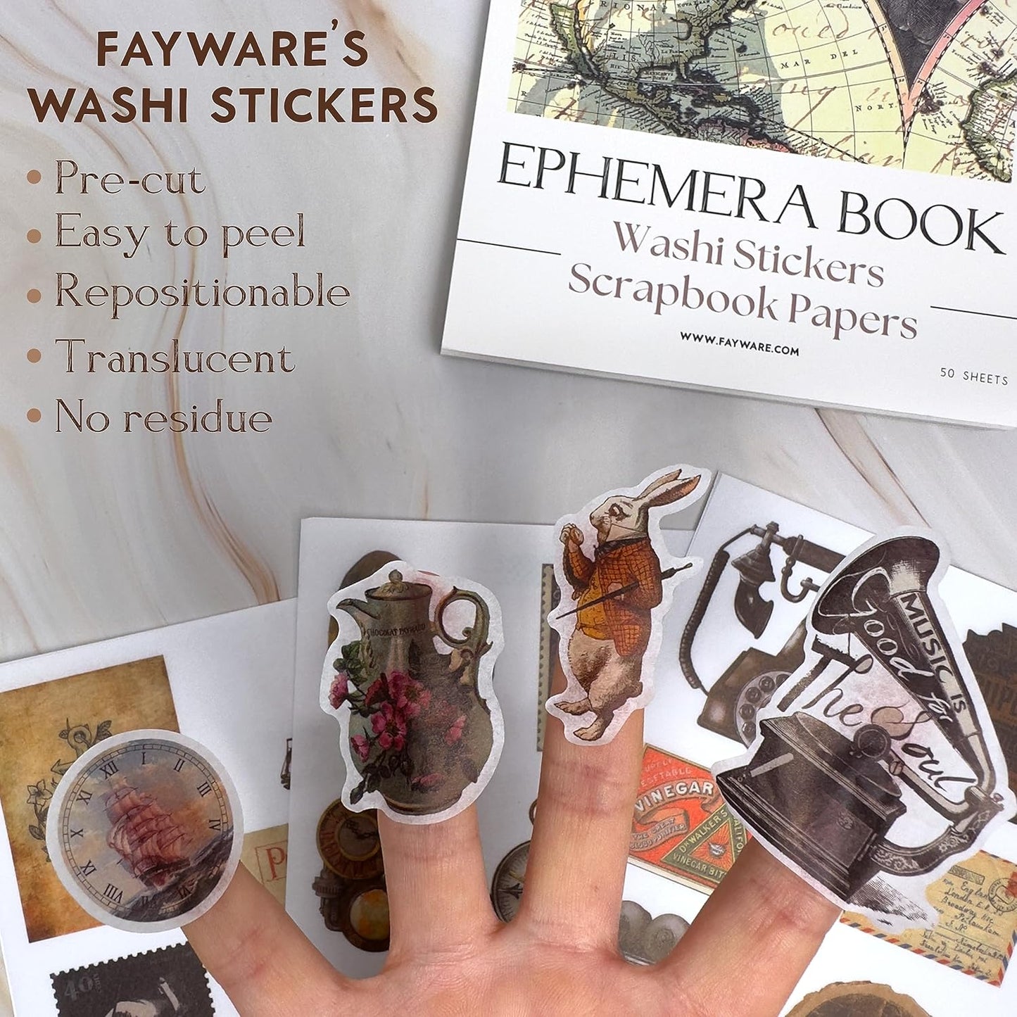 411 Vintage Washi Stickers & 20 Scrapbook Papers Ephemera for Junk Journals & Scrapbooking