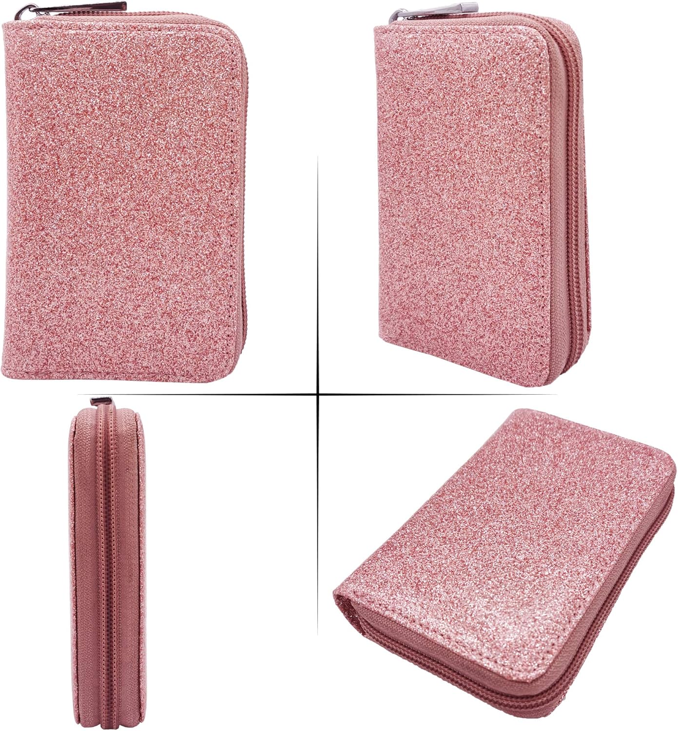 Easyoulife Genuine Leather Credit Card Holder Zipper Wallet With 26 Card Slots