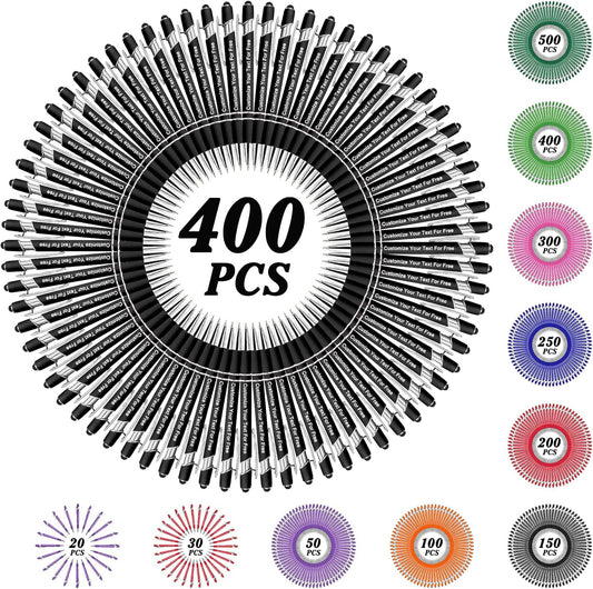 Max 500 Pcs Personalized Pens Bulk, Custom Pens with Free Engraving, Customized Stylus Tip Ballpoint Pen with Your Name Massage Text for School Office Business Graduation Anniversaries-400 Packs