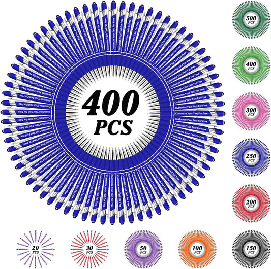 Max 500 Pcs Personalized Pens Bulk, Custom Pens with Free Engraving, Customized Stylus Tip Ballpoint Pen with Your Name Massage Text for School Office Business Graduation Anniversaries-400 Packs