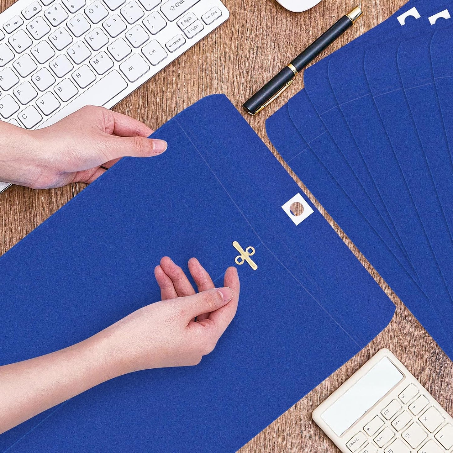 Geyee 100 Pcs Clasp Manilla Envelopes 10 x 13 Inch Gummed Colored Envelopes for Storing or Mailing for Home Office Business Supplies(Navy Blue)