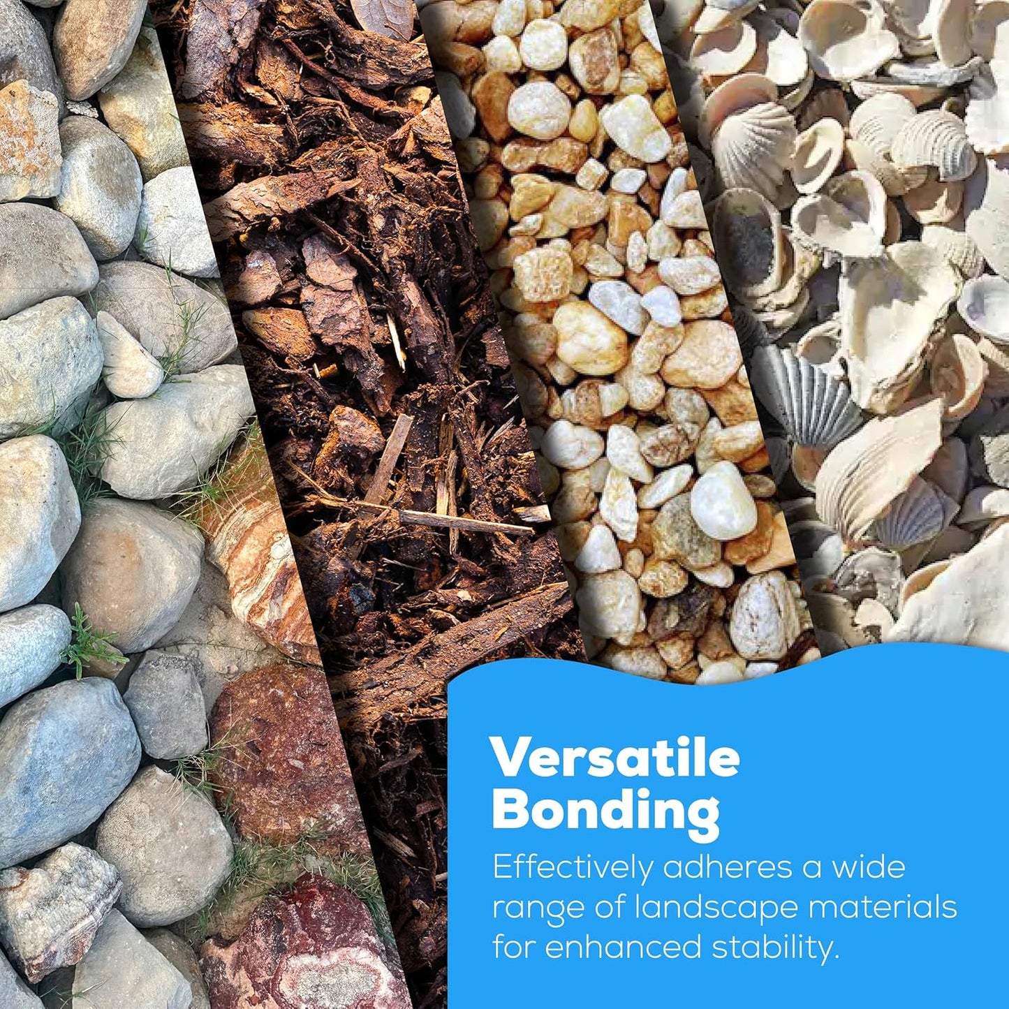 Superclear TerraLock Mulch Glue for Landscaping, 1 Gallon Rock Glue. Easy Spray, Easy Hold. Perfect for Mulch, Pea Gravel Large & Small, Rock, Straw and Stone, Pega para Piedras de Jardin