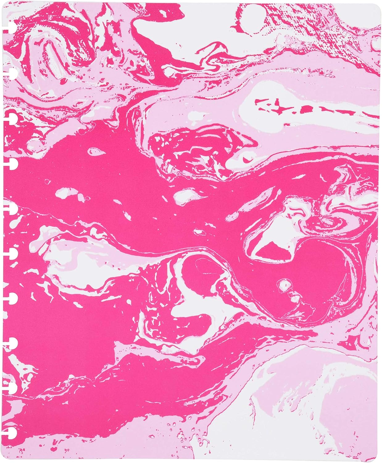 Talia Discbound Notebooks, Planner, Customizable, (Pink Marble Flow w/90's Pink Discs, Midsize (7.5in x 9.75in))