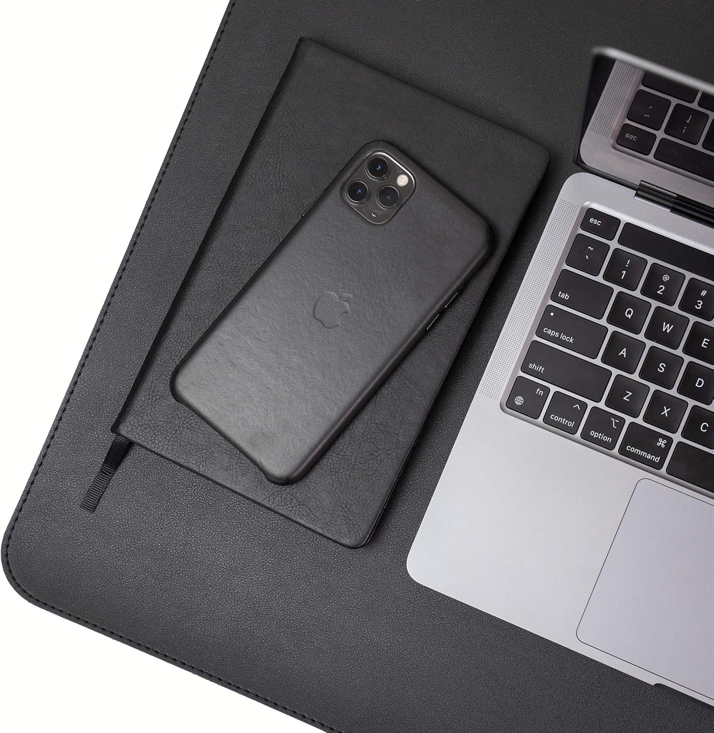 Vine Creations Leather Desk Mat 24" x 17", Desk Protector, PU Leather Desk Pad, Non Slip Small Desk Pad Mat, Desk Blotter, Desk Pads on Top of Desks, Home or Office Small Desk Mat (Black)