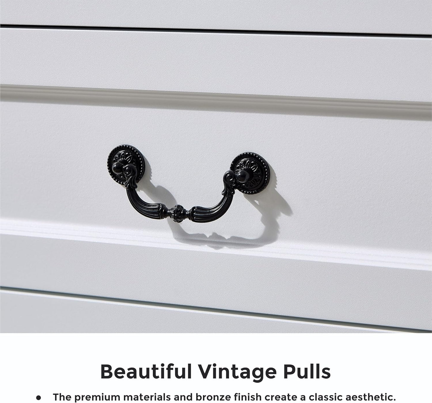 LIDYUK 5 Drawer Dresser for Bedroom Farmhouse White Wood Chest of Drawers for Bedroom Dresser, Rustic 46" Tall Wide Drawers Dressers Wooden Closet Storage Cabinet, Hallway, Living Room