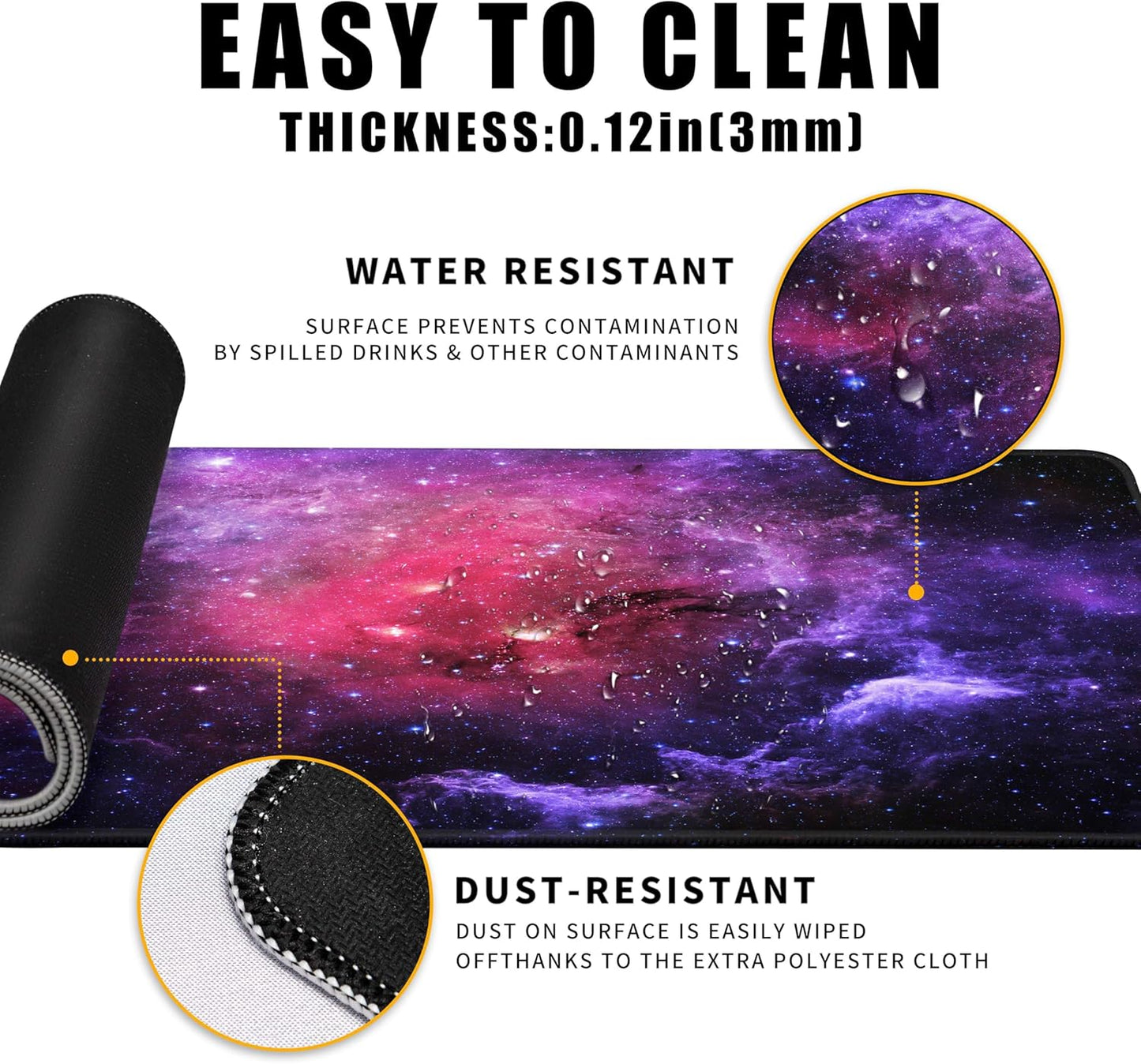 Galaxy Gaming Mouse Pad Red,Purple Nebula Extended Large Desk Pad Mouse Mat with Stitched Edges Mousepad and Long Non-Slip Rubber Base Mice Pad for Computer Laptop Gamers, 31.5x11.8 Inch