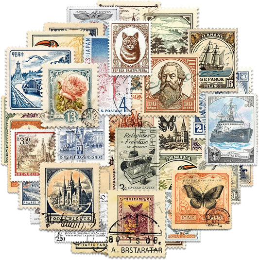 Vintage Scrapbook Stickers Set, Retro Stickers for Bullet Journal, Antique Looking Sticker for Junk Journal Collage Album (Memory Stamp 100pcs)