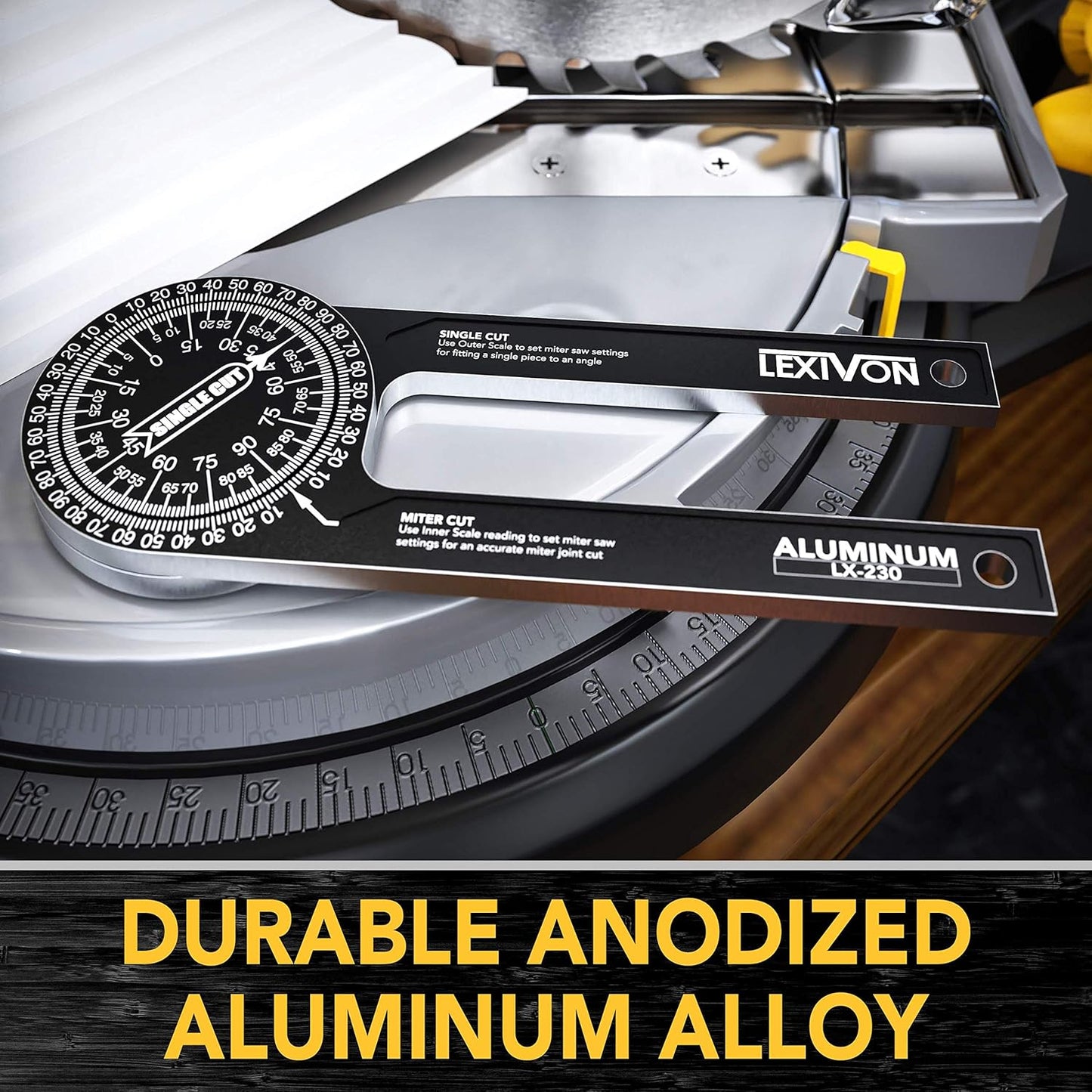 LEXIVON [2-pack] Aluminum Miter Saw Protractor | 7-Inch Rust Proof Angle Finder Featuring Precision Laser Engraved Scales (LX-230X2)