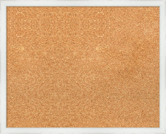 Amanti Art Natural Cork Board for Wall, 17x21 Vision Board with White Frame, Small Corkboard Office Decor for Home Organization, Country Rustic Corkboard Pinboard to Display Items for Home