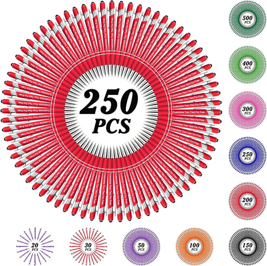 Max 500 Pcs Personalized Pens Bulk, Custom Pens with Free Engraving, Customized Stylus Tip Ballpoint Pen with Your Name Massage Text for School Office Business Graduation Anniversaries-250 Packs