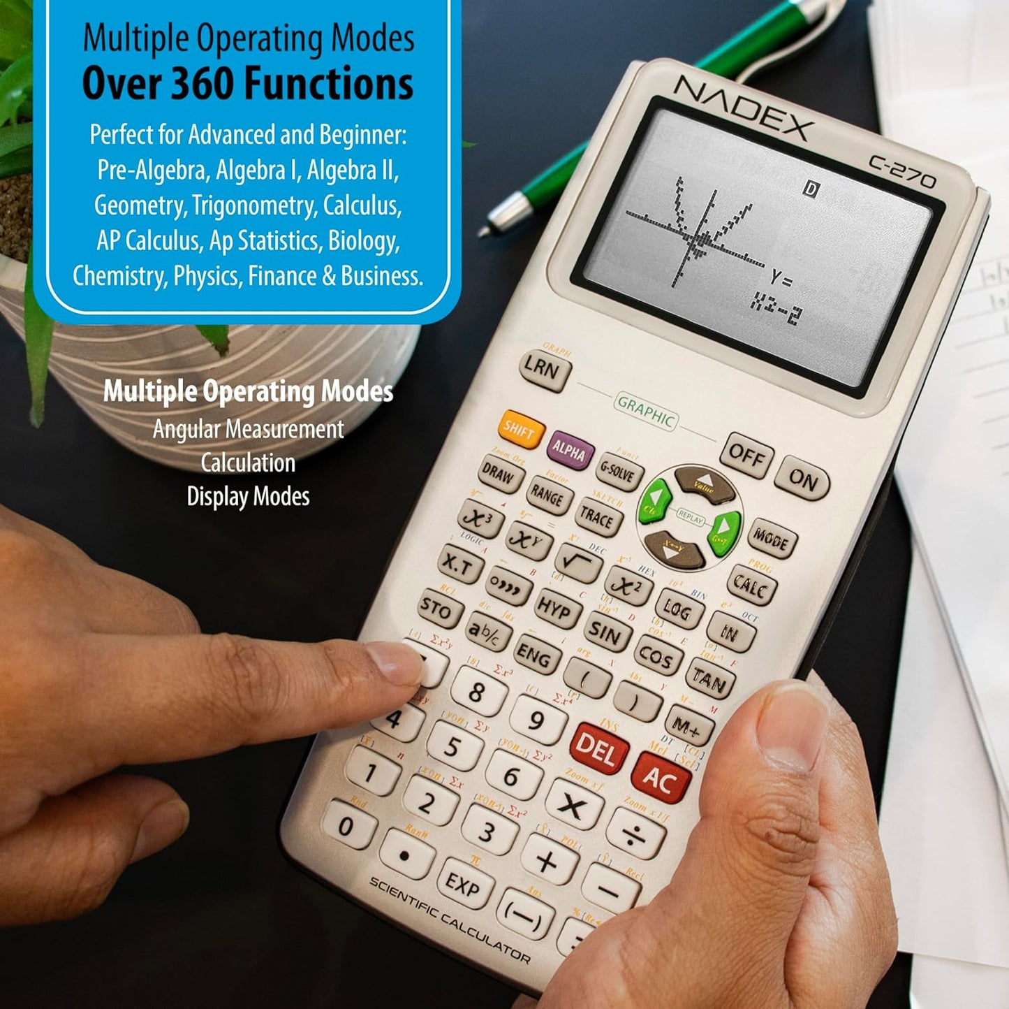Scientific Calculator with Graph Functions for College and High School Students, Engineering, Advanced Mathematics, Calculus, Algebra, Geometery, Trigonometry, Statistics, Physics, Chemistry - Silver