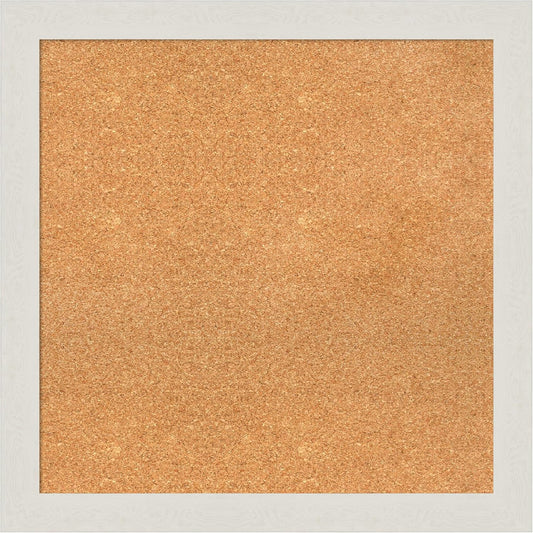 Amanti Art Natural Cork Board for Wall, 27x27 Vision Board with White Frame, Medium Corkboard Office Decor for Home Organization, Country Rustic Corkboard Pinboard to Display Items for Home