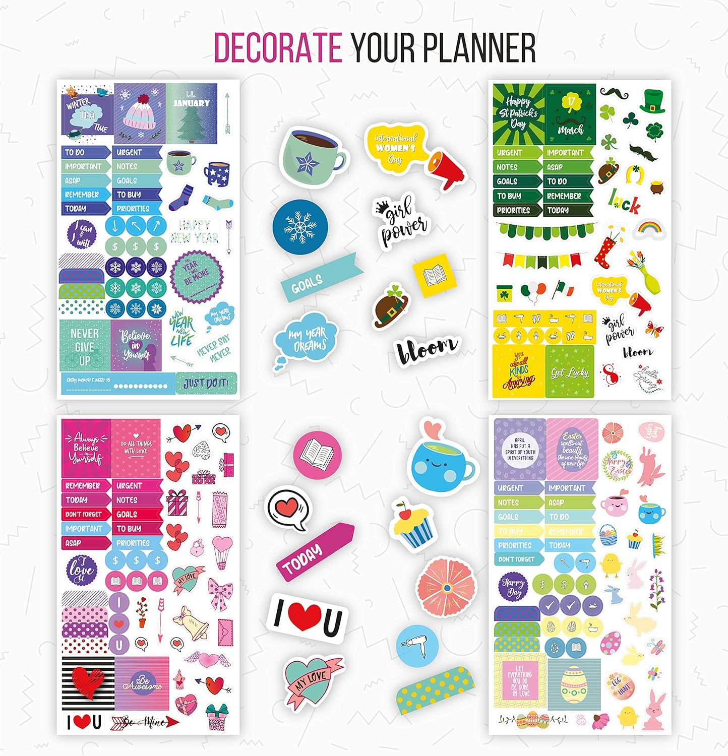 [Expanded] Vladi Creative Aesthetic Monthly Planner Stickers – 1397 pcs / 23 Sheets – Seasonal, Holiday, Productivity & Decorative Stickers for Women – Perfect for Calendars, Journals, & Scrapbooking