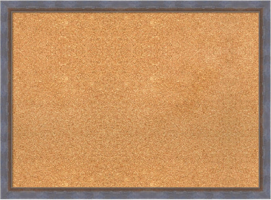Amanti Art Natural Cork Board for Wall, 22x30 Vision Board with Blue Wood Frame, Medium Corkboard Office Decor for Home Organization, Modern Contemporary Corkboard Pinboard to display items for home