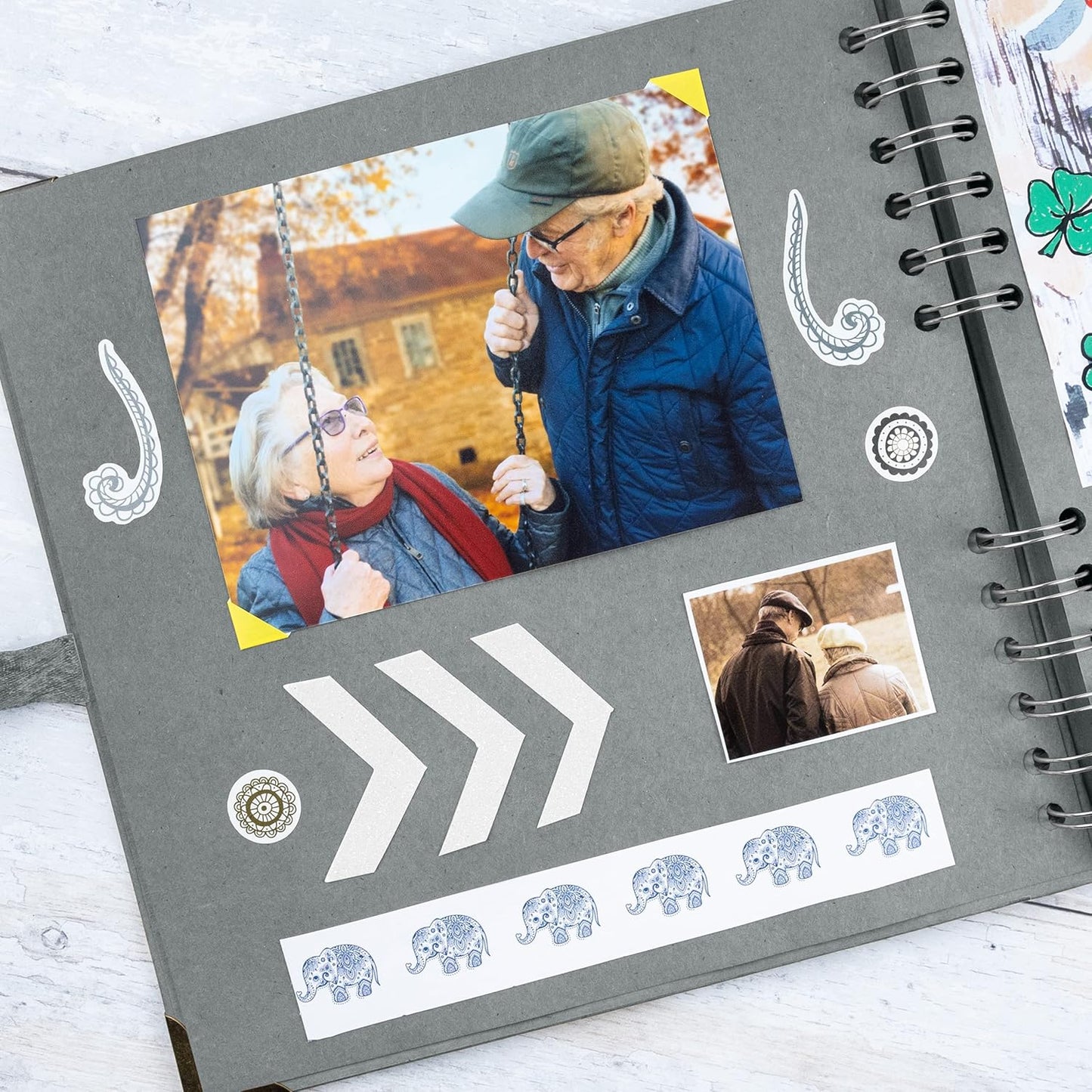 Bstorify Square Scrapbook Photo Albums 60 Pages (21 x 21 Cm) Grey Thick Paper, Hardcover, Metal Corners, Ribbon Closure - Ideal for Your Scrapbooking Albums, Art & Craft Projects (Grey, 21 x 21 Cm)