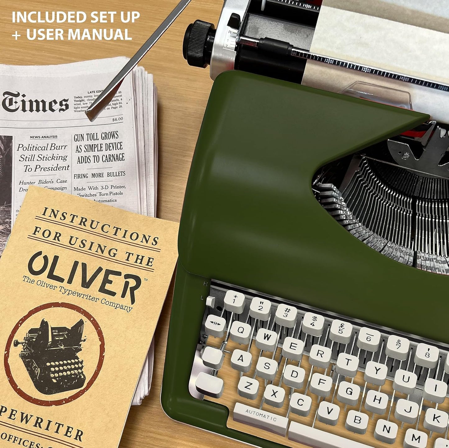 Timeless Manual Typewriter, Olive