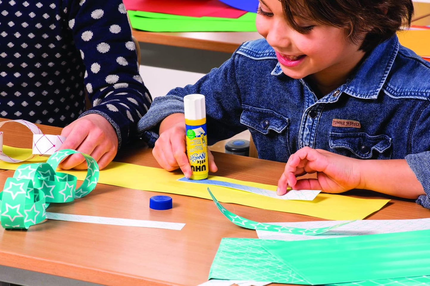 UHU Colored Glue Stick, 0.74oz Blue, rubs on Blue & Dries Clear, Washable, Solvent Free, Screw on Cap, Pack of 12, 9U 99602