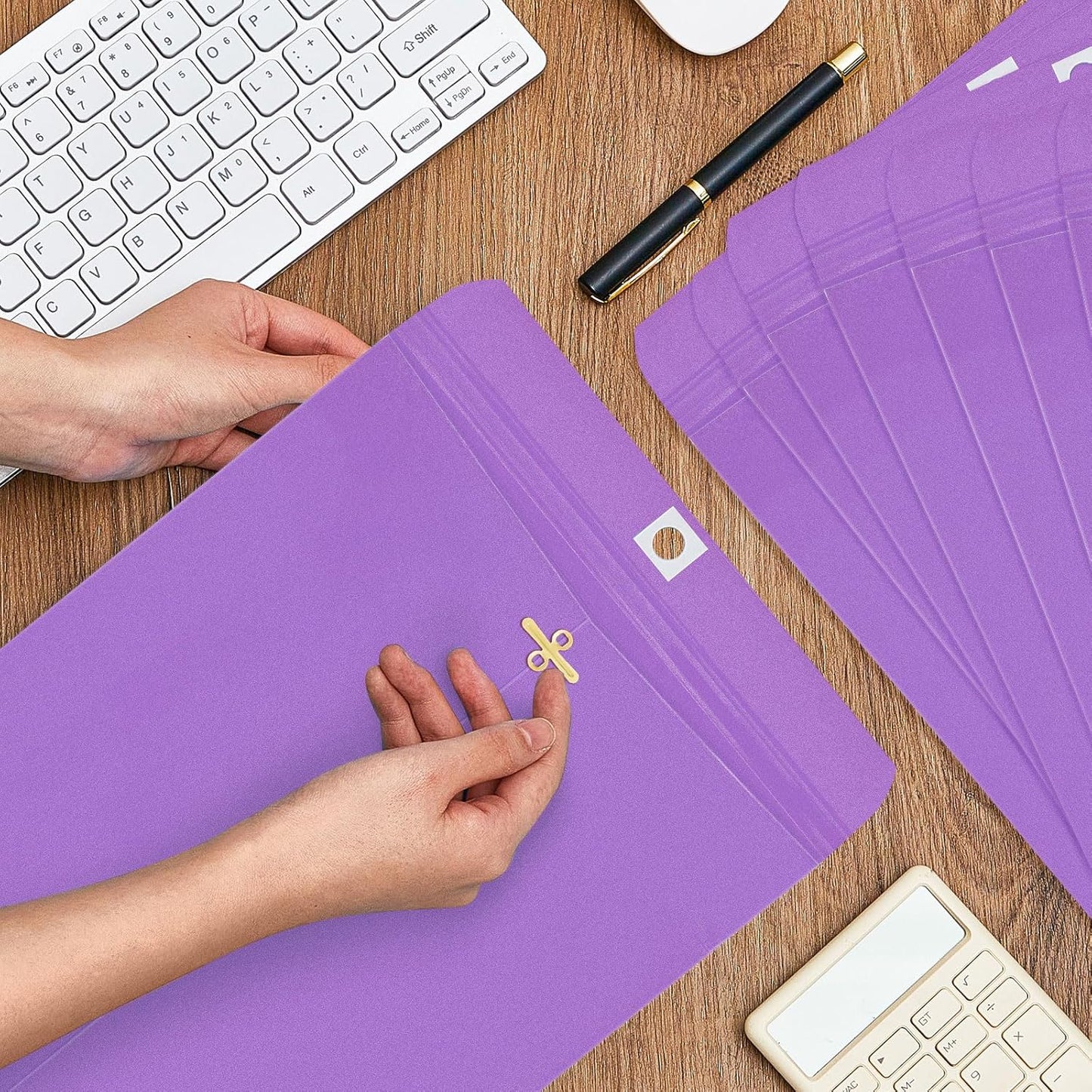 Geyee 100 Pcs Clasp Manilla Envelopes 10 x 13 Inch Gummed Colored Envelopes for Storing or Mailing for Home Office Business Supplies(Purple)