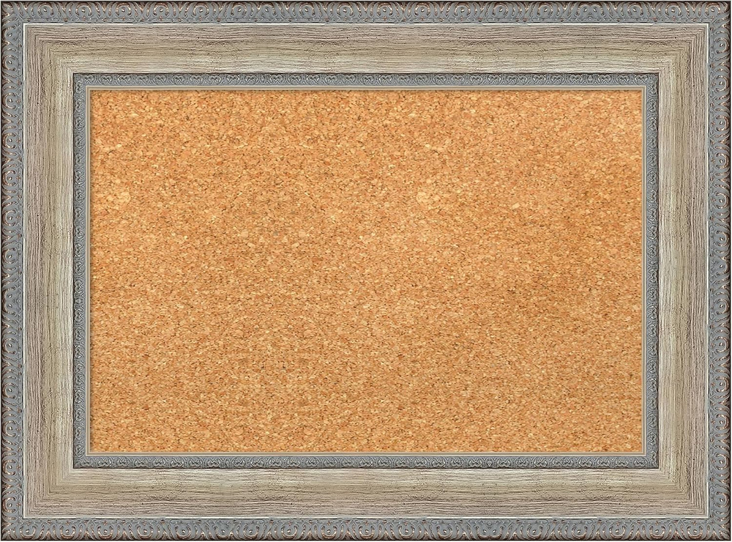 Amanti Art Natural Cork Board for Wall, 17x23 Vision Board with Silver Wood Frame, Small Corkboard Office Decor for Home Organization, Traditional Corkboard Pinboard to Display Items for Home