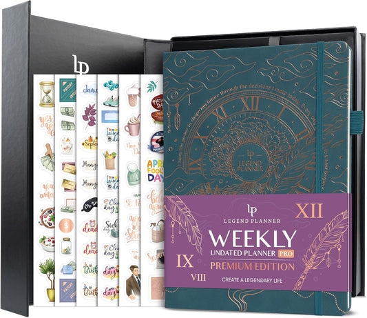 Legend Planner PRO Premium – Large Undated Weekly, Monthly & Budget Planner with Habit Tracker – Life Organizer for Time & Task Management, Goal Setting & Productivity – A4 Size (Dark Teal, New Cover)