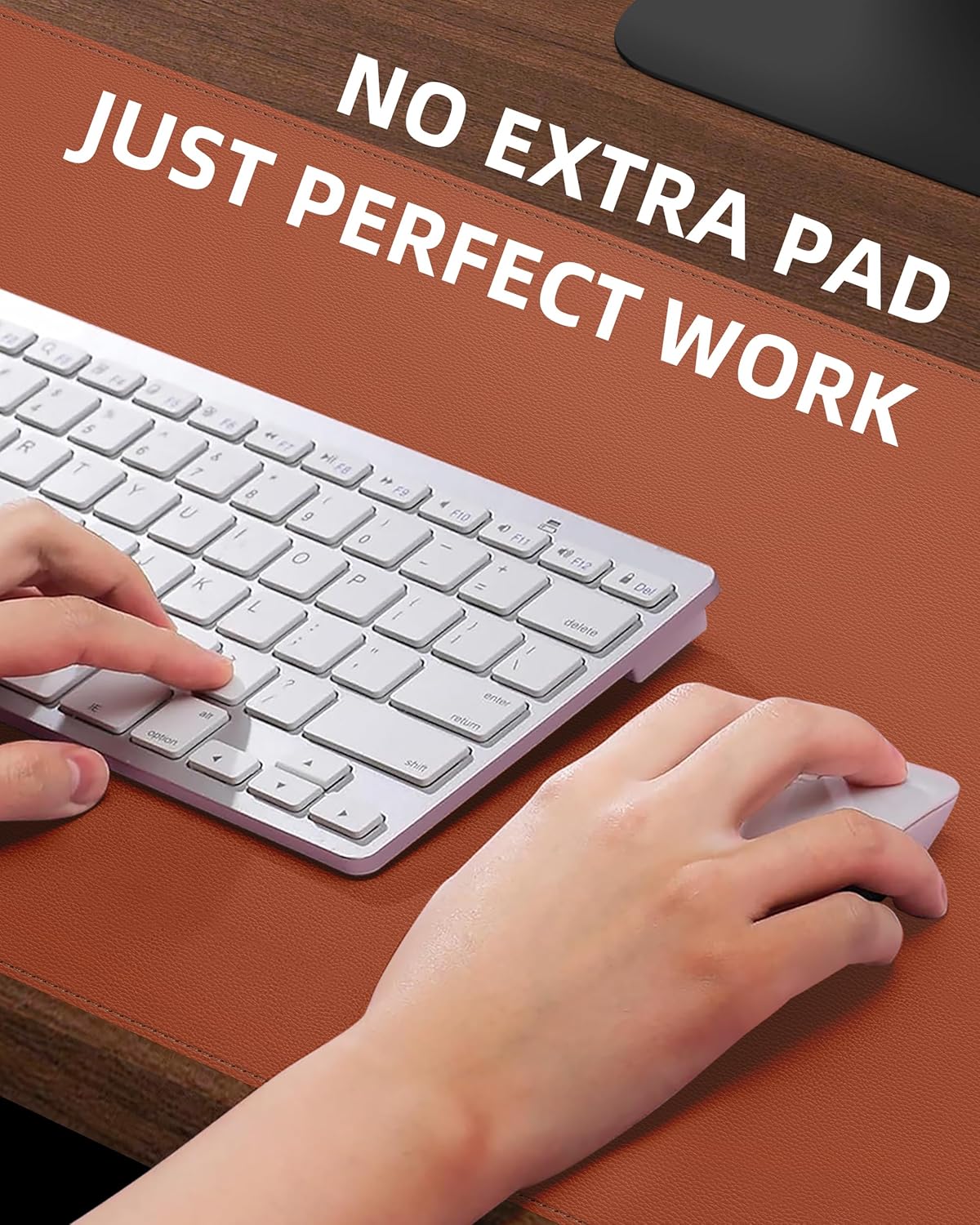 Extra Large Desk Pad Mat - Waterproof Mouse Pad & Desk Protector, Non-Slip XXL PU Leather Gaming Mat for Keyboard/Mouse, Stitched Edge with Ergonomic Support, 55"x17" (Brown)