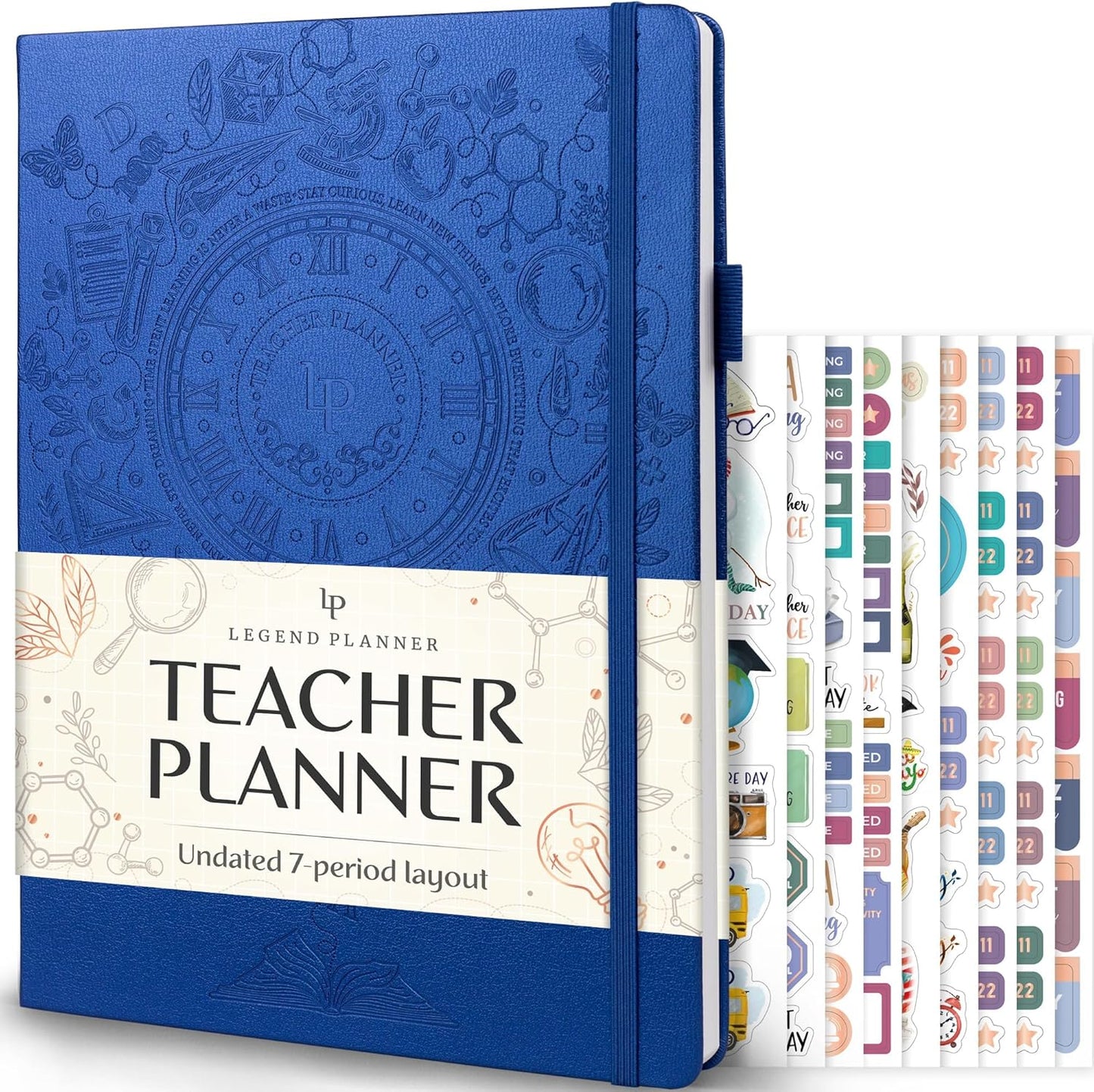 Legend Teacher Planner – Undated Lesson Plan Book for Teachers with Weekly & Monthly Calendars - Classroom Organization & School Year Planner – 8.5”x11.5” Hardcover (Mystic Blue Debossed)