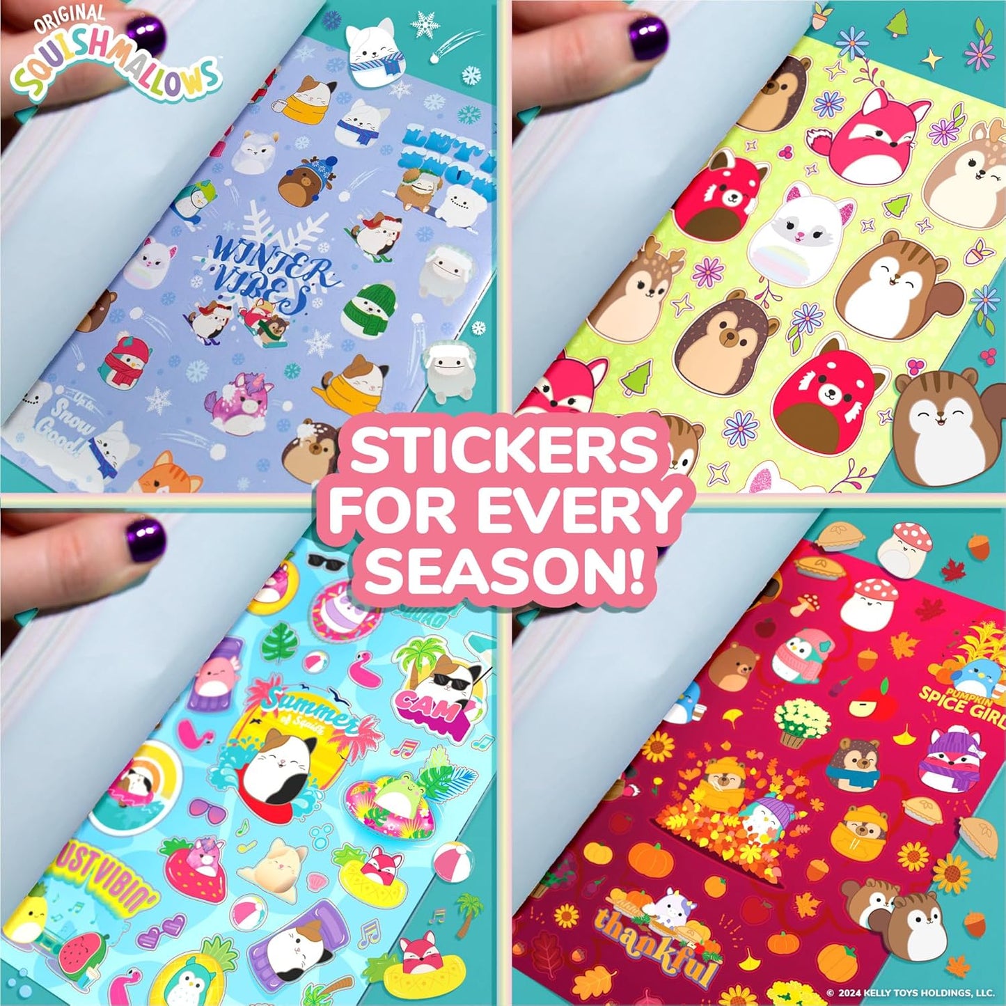 Original Squishmallows 2000+ One of a Kind Sticker Book, 43 Sticker Sheets, Kawaii Squishmallows Stickers for Water Bottle, Notebooks, Party Favor Bags, Cute Stickers & Sticker Books for Kids Ages 4-8