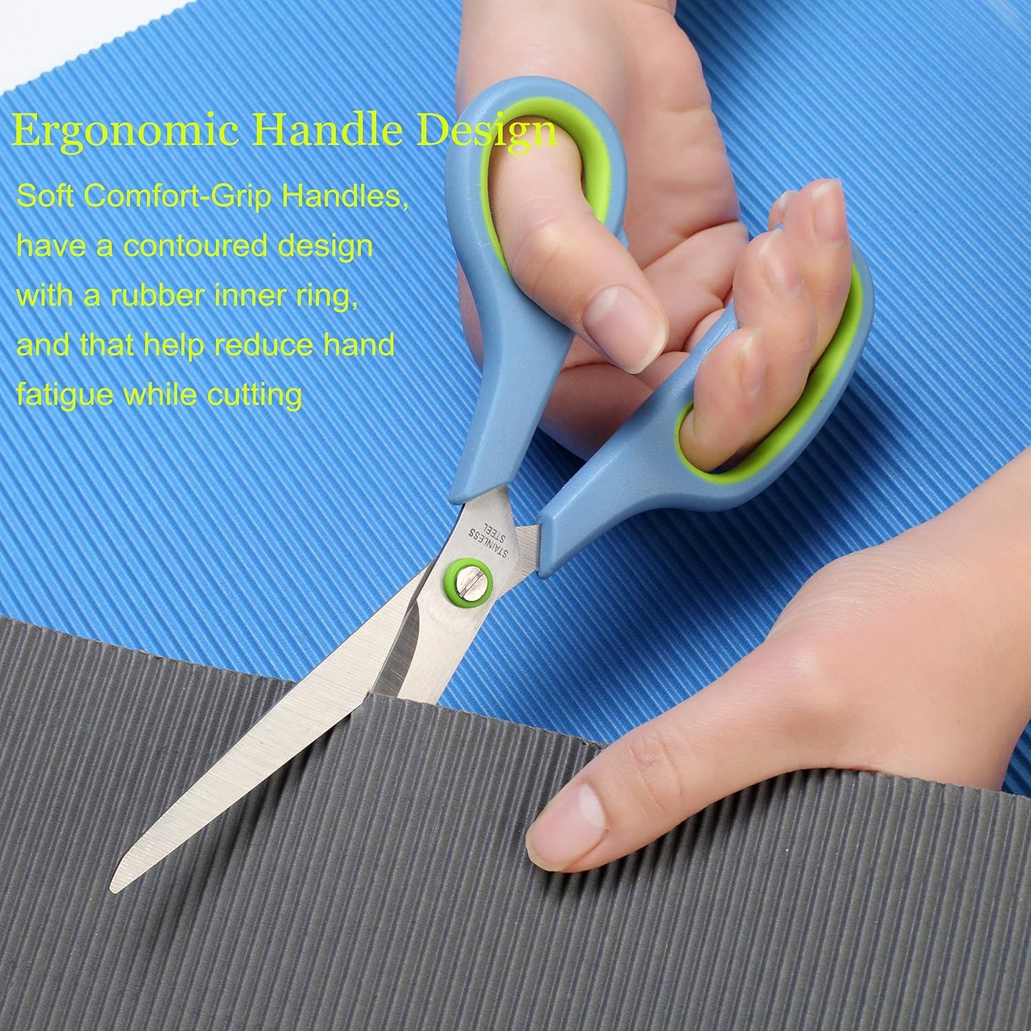 Scissors All Purpose,Scissors Set of 5,Premium Stainless Steel Sharp Blades Soft Comfort-Grip Handles Suitable for School,Office Supplies and Family Daily Use