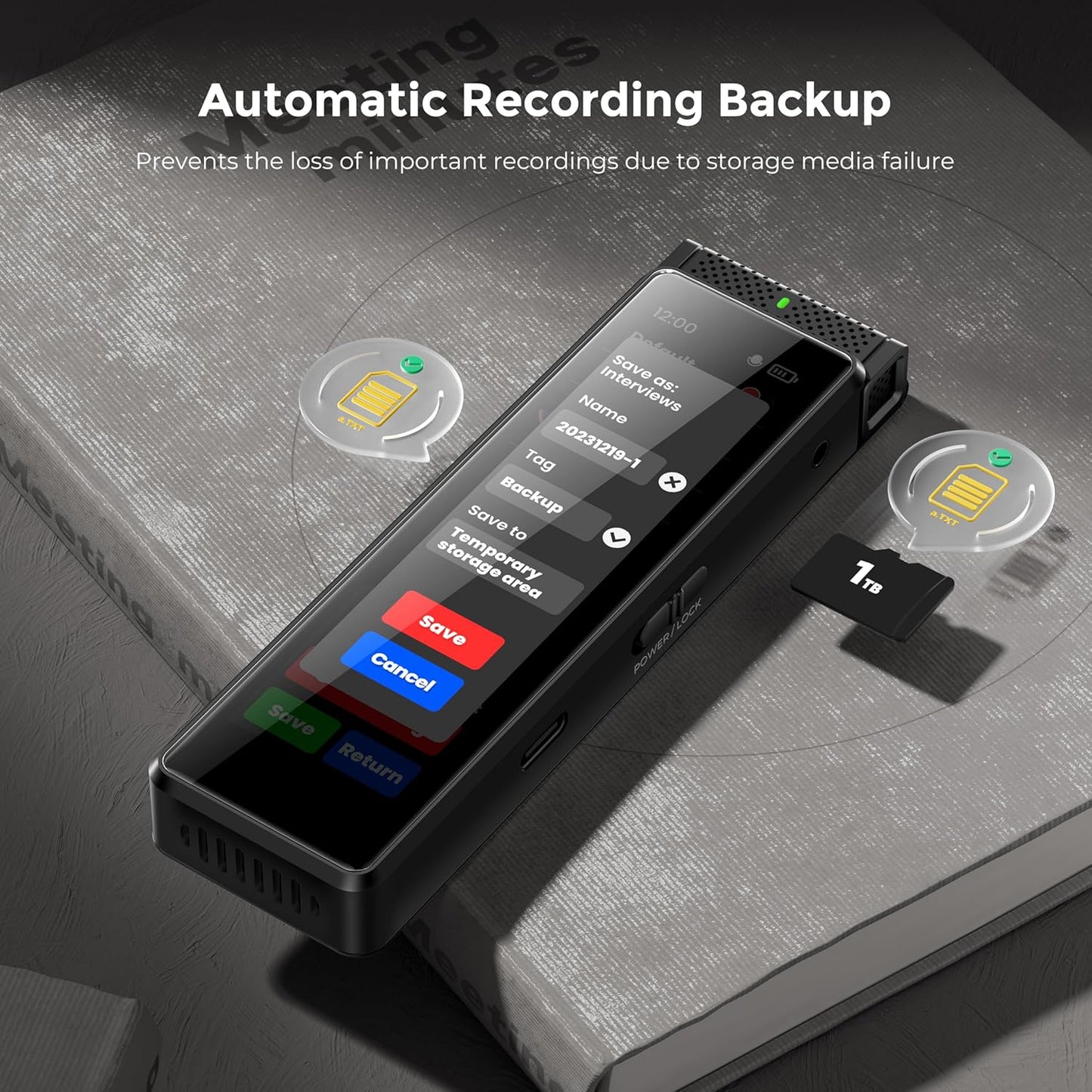 136GB Digital Voice Recorder with Playback, Innioasis R1 Full Touchscreen Voice Recorder with AI Intelligent Transcription and Bluetooth, Voice Activated Sound Audio Recorder Device with Mic (Black)