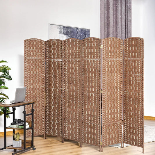 NicBex Room Divider 6 Panel Room Dividers with Woven Rattan Design Partition Room Dividers and Folding Privacy Screens 6 FT Wall Divider for Office,Room Separation,106.25"W x 0.75"D x 70.75"H, Natural
