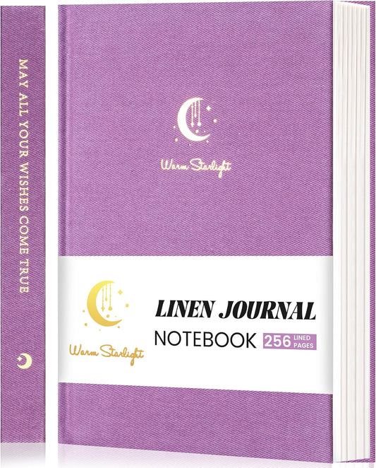 CAGIE Lined Journal Notebook for Women Girls, A5 Hardcover Linen Journals For Writing 256 Pages, Aesthetic Womens Diary, Gifts 8.3'' x 5.7'' Purple