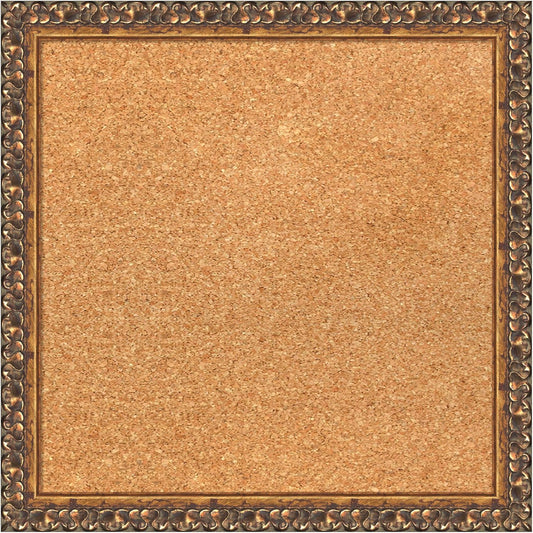 Amanti Art Natural Cork Board for Wall, 16x16 Vision Board with Bronze Frame, Small Corkboard Office Decor for Home Organization, Traditional Corkboard Pinboard to Display Items for Home Organization
