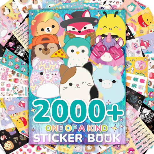 Original Squishmallows 2000+ One of a Kind Sticker Book, 43 Sticker Sheets, Kawaii Squishmallows Stickers for Water Bottle, Notebooks, Party Favor Bags, Cute Stickers & Sticker Books for Kids Ages 4-8