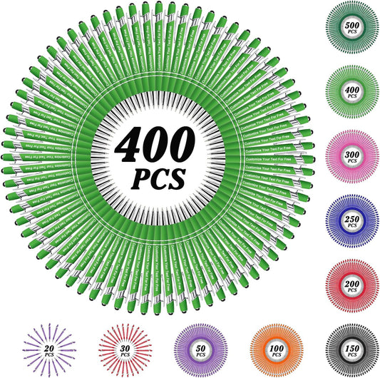 Max 500 Pcs Personalized Pens Bulk, Custom Pens with Free Engraving, Customized Stylus Tip Ballpoint Pen with Your Name Massage Text for School Office Business Graduation Anniversaries-400 Packs