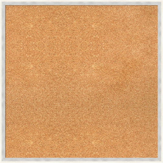 Amanti Art Natural Cork Board for Wall, 25x25 Vision Board with White Frame, Medium Corkboard Office Decor for Home Organization, Modern Corkboard Pinboard to Display Items for Home Organization in