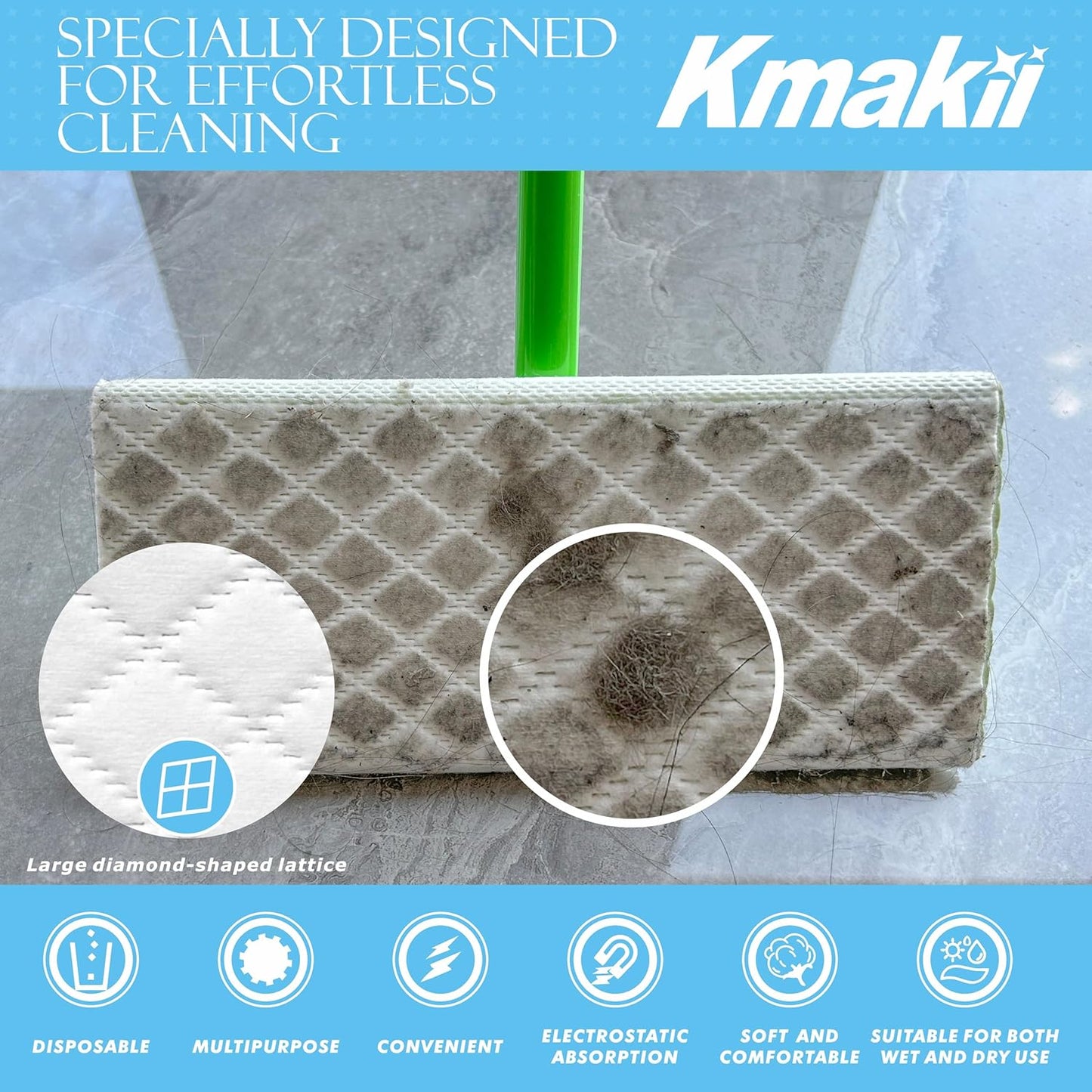 KMAKII Microfiber Dusting Cloths, Diamond Pattern, Disposable Cleaning Cloths for Floor, Furniture, Glass, Electronics, High Absorbency, Sheets, 8.7×11.8 inches (90)