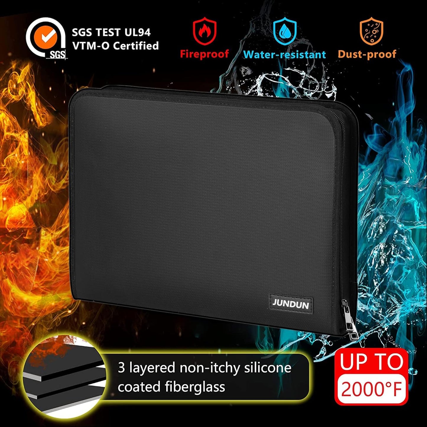 Accordion File Organizer - 12 Pocket Expanding File Folder with Zipper & Labels - Fireproof File Folder Organizer with Multi-Pockets,Document Organizer for Letter A4 Files and More