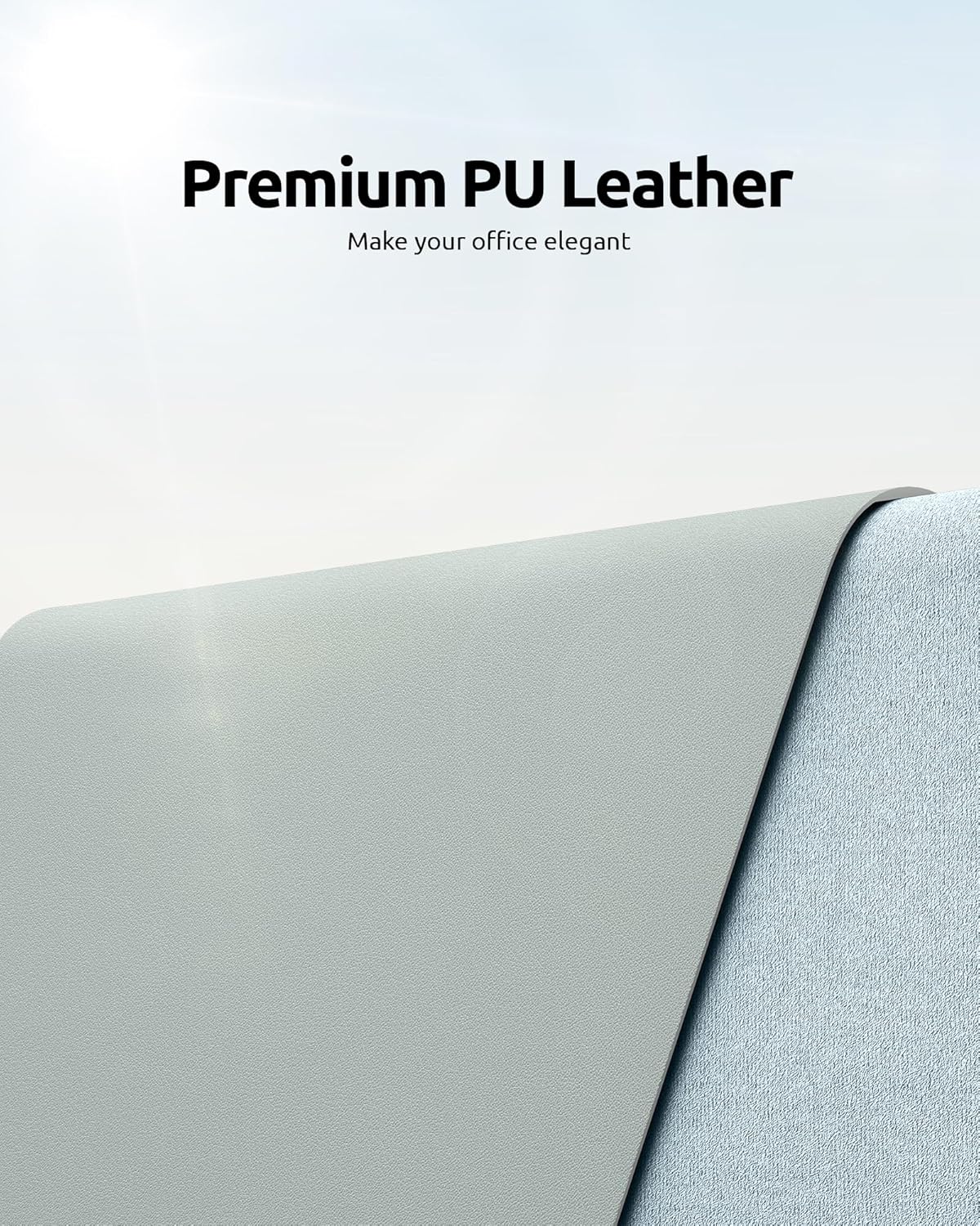 YSAGi Leather Desk Protector, Office Mat, Large Mouse Mat, Non-Slip PU Leather Blotter, Laptop Pad, Waterproof Writing Pad for Office and Home (Grayish Green, 35.4" x 17")