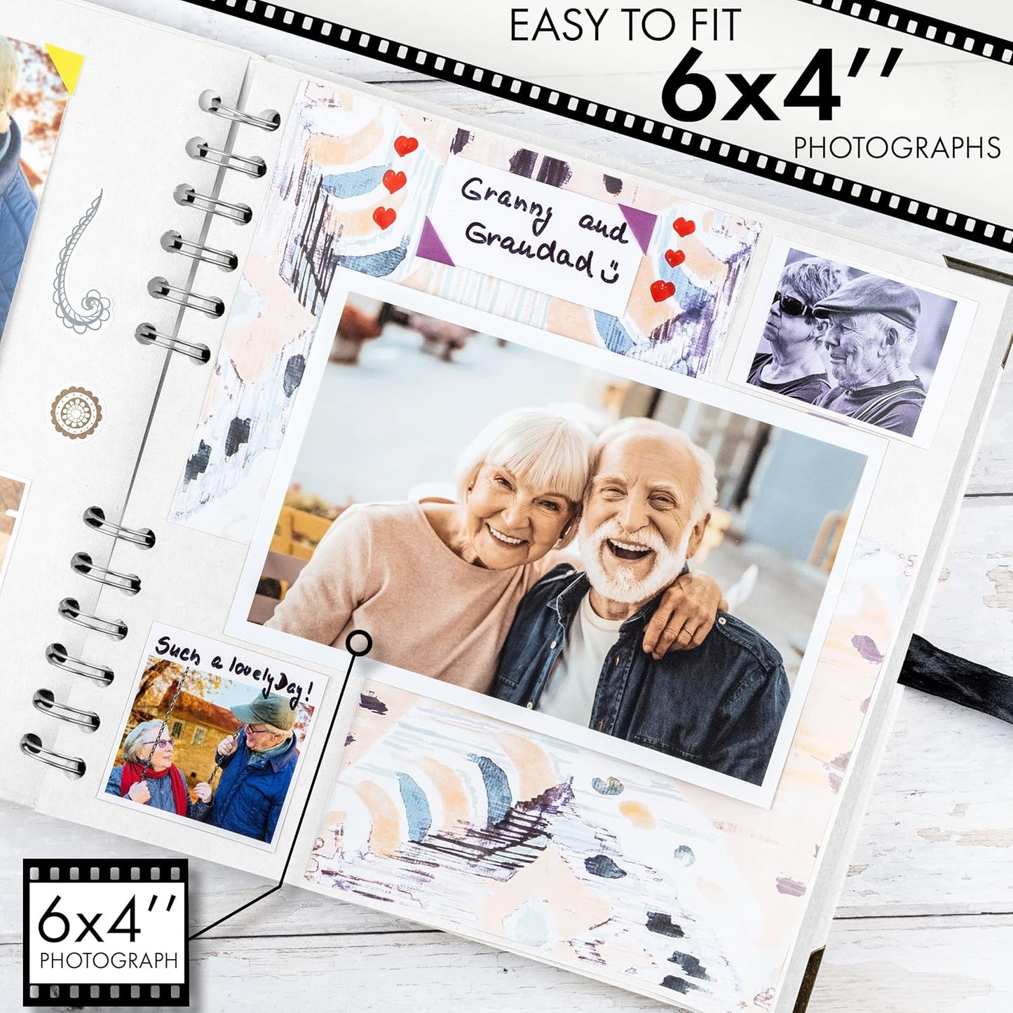 Bstorify Square Scrapbook Photo Albums 60 Pages (8 x 8 Inch) White Thick Paper, Hardcover, Metal Corners, Ribbon Closure - Ideal for Your Scrapbooking Albums, Art & Craft Projects (8 x 8 Inch, White)