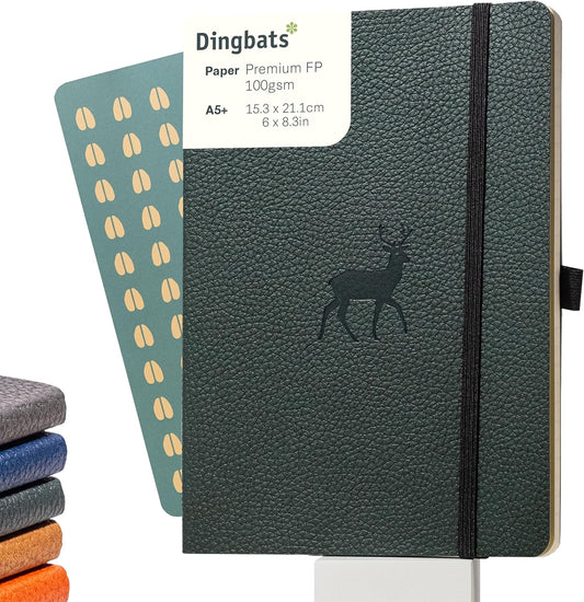 Dingbats* Wildlife Lined Writing Journal Notebook A5 - Vegan Leather Softcover - Ideal for Work, Travel - Pocket, Elastic Closure, & Bookmark