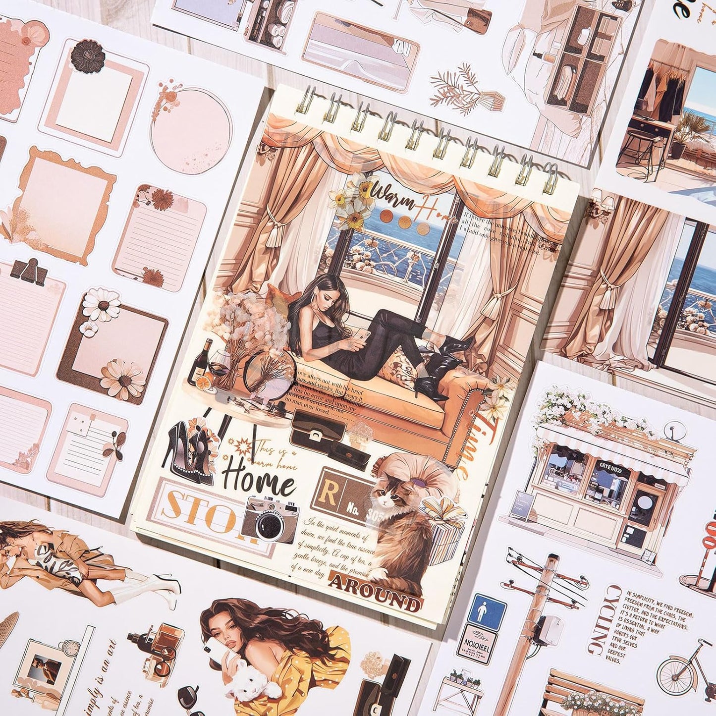 YagCu Scrapbooking Sticker Book, Scrapbook Stickers, Junk Journal Supplies, Pre-Cut Aesthetic Journaling for Women, Adults People Decorative Ephemera Bullet Planner DIY Arts