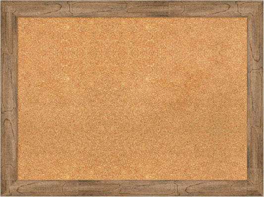 Amanti Art Natural Cork Board for Wall, 24x32 Vision Board with Brown Wood Frame, Medium Corkboard Office Decor for Home Organization, Rustic Farmhouse Corkboard Pinboard to display items for home