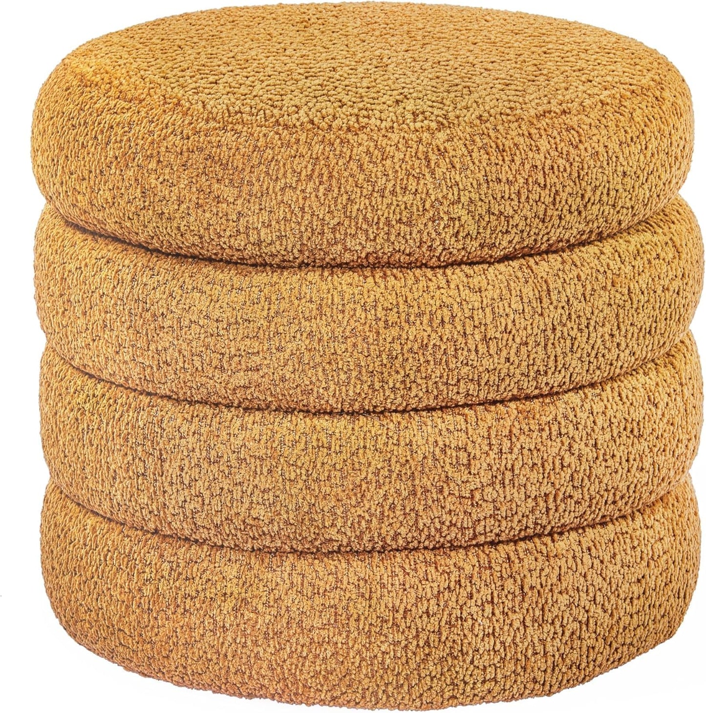 Storage Ottoman, Round Ottoman with Storage, Vanity Stool Foot Rest with Removable Lid, Round Boucle Upholstered for Living Room Pouf Footstool