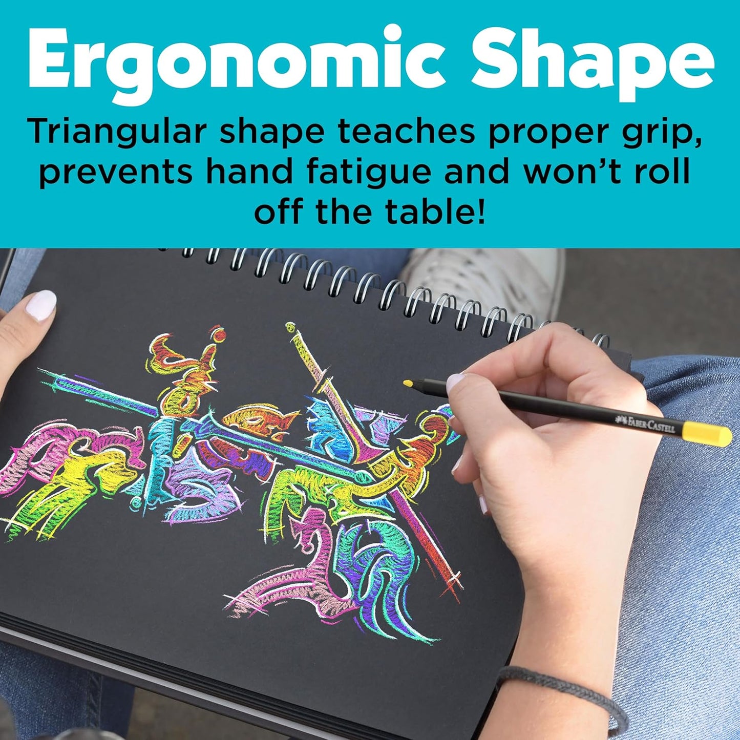 Faber-Castell Black Edition Colored Pencils Tin: Black Wood and Super Soft Core Lead, Art Colored Pencils for Adult Coloring, Teens, Kids and Beginners, Art Drawing Supplies (100 Count)