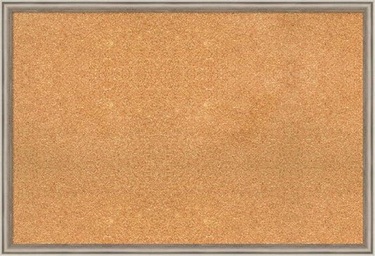 Amanti Art Natural Cork Board for Wall, 26x38 Vision Board with Silver Wood Frame, Large Corkboard Office Decor for Home Organization, Casual Corkboard Pinboard to display items for home organization